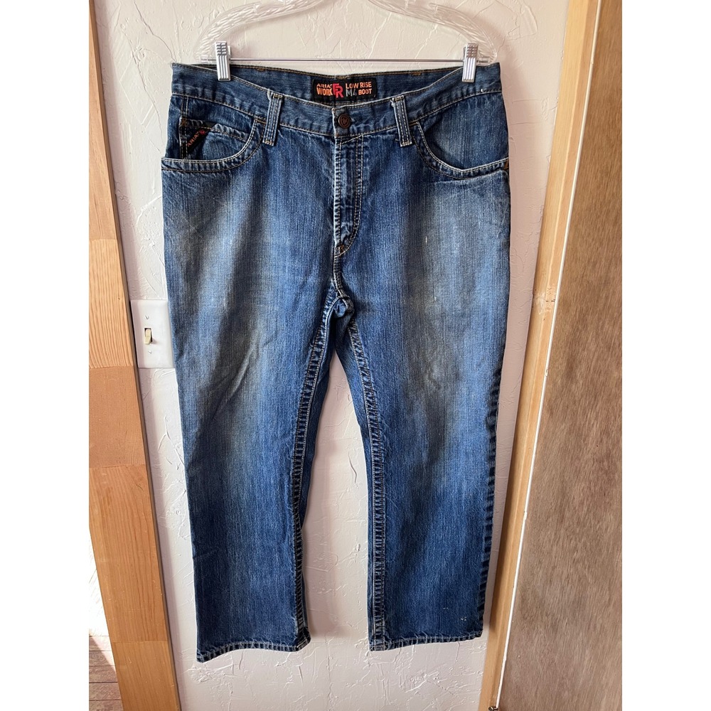Ariat Workhorse Low Rise Bootcut Mens Jeans 36x30‎ Blue Denim USA Fabric